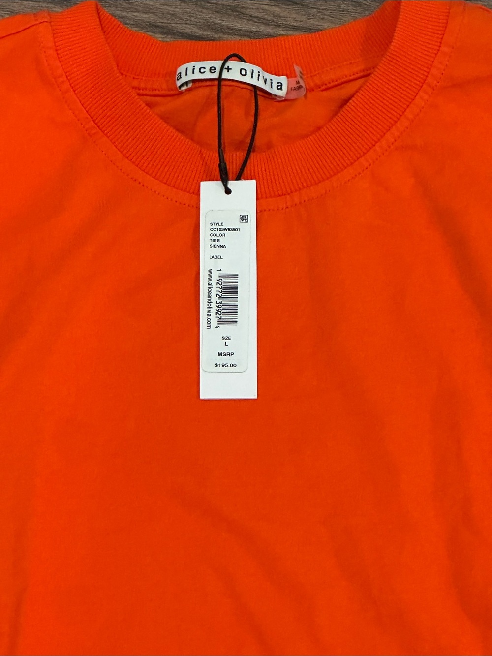 NWT! Alice + Olivia Evie Vibrant Orange Tie-Waist Dress Size Large - Picture 6 of 10